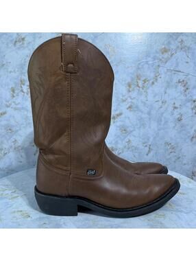 Justin Basics Men's Size 10 D Shoes Brown Black Leather Western Cowboy Boots